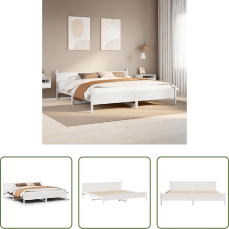Letto senza materasso -  Letto senza Materasso Bianco 180x200 cm Legno Massello di Pino