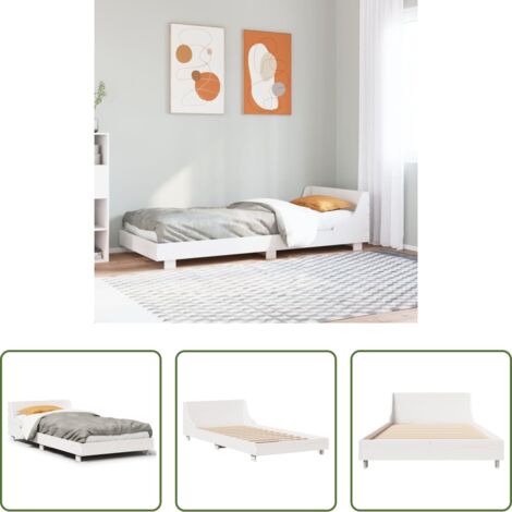 Letto senza materasso -  Letto senza Materasso Bianco 75x190 in Legno Massello di Pino