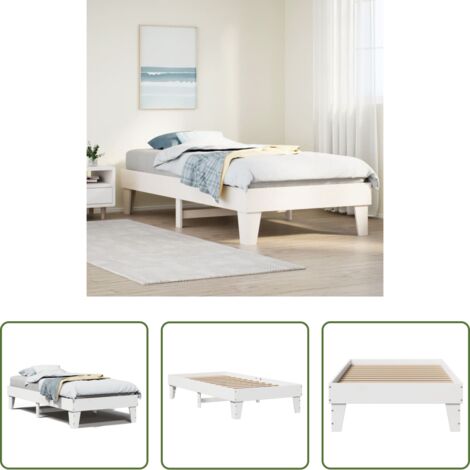 Letto senza materasso -  Letto senza Materasso Bianco 75x190 in Legno Massello di Pino