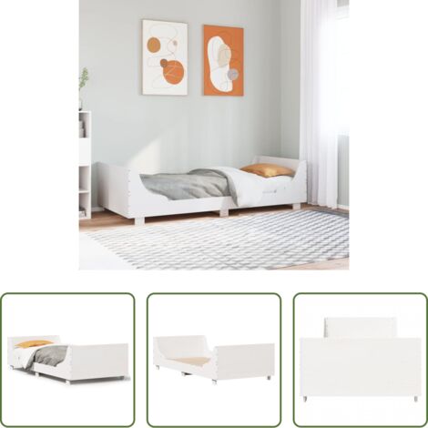 Letto senza materasso -  Letto senza Materasso Bianco 75x190 in Legno Massello di Pino