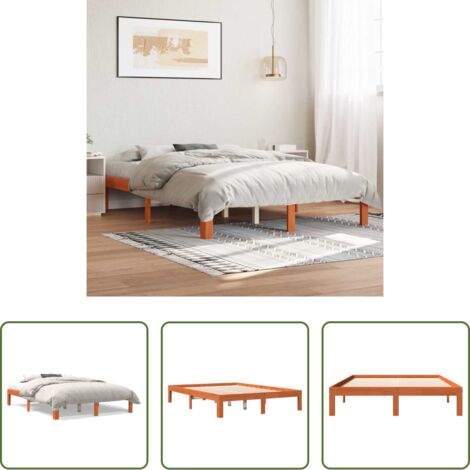 Letto senza materasso -  Letto senza Materasso Marrone Cera 140x190 cm in Legno di Pino