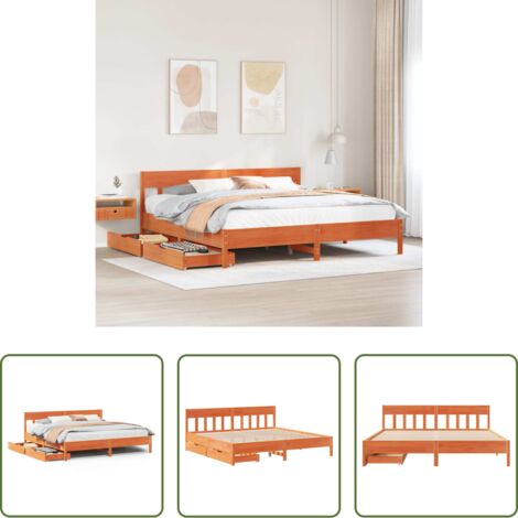 Letto senza materasso -  Letto senza Materasso Marrone Cera 180x200 cm in Legno di Pino