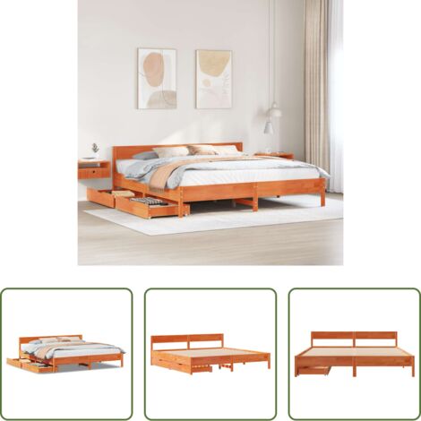 Letto senza materasso -  Letto senza Materasso Marrone Cera 180x200 cm in Legno di Pino