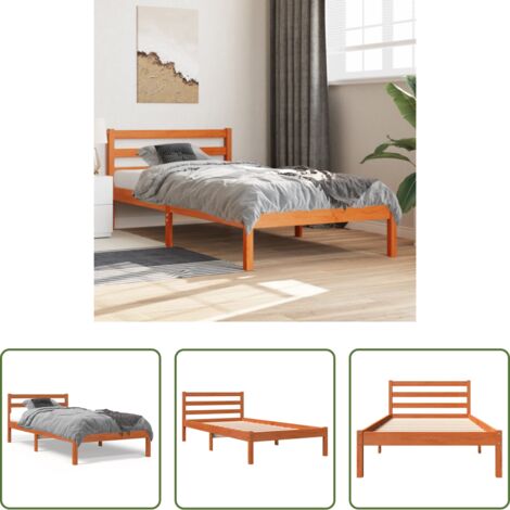 Letto senza materasso -  Letto senza Materasso Marrone Cera 75x190 cm in Legno di Pino