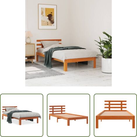 Letto senza materasso -  Letto senza Materasso Marrone Cera 75x190 cm in Legno di Pino
