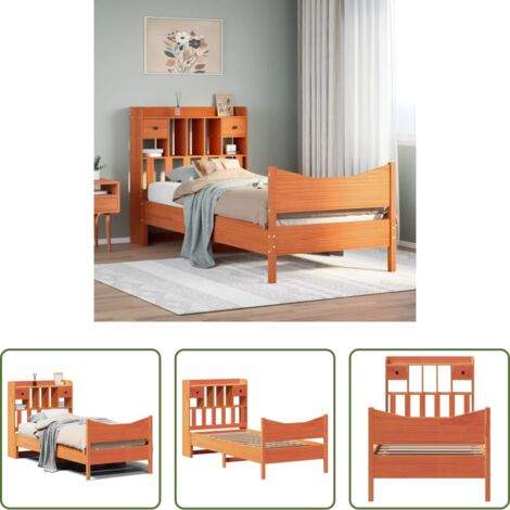 Letto senza materasso -  Letto senza Materasso Marrone Cera 75x190 cm in Legno di Pino