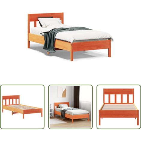 Letto senza materasso -  Letto senza Materasso Marrone Cera 75x190 cm in Legno di Pino