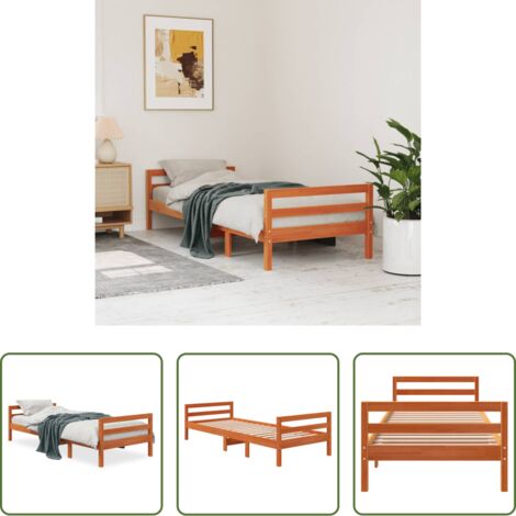 Letto senza materasso -  Letto senza Materasso Marrone Cera 75x190 cm in Legno di Pino