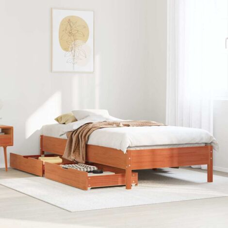 Letto senza Materasso Marrone Cera 100x200 cm in Legno di Pino vidaXL