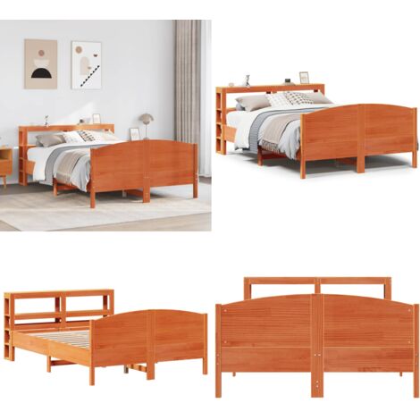 Letto senza Materasso Marrone Cera 120x190 cm in Legno di Pino - Letto con testiera - Letto in legno