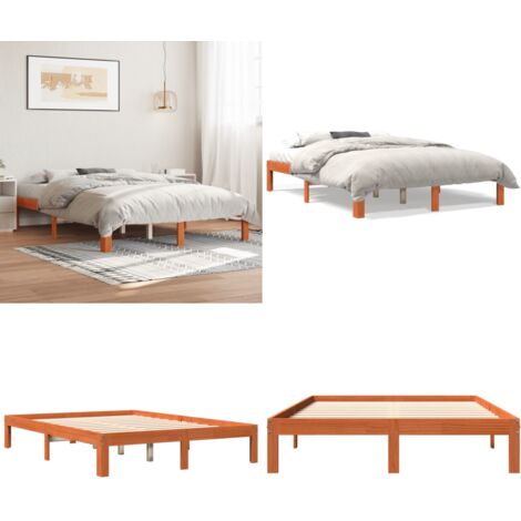 Letto senza Materasso Marrone Cera 120x190 cm in Legno di Pino - Letto senza materasso - Letto in pino