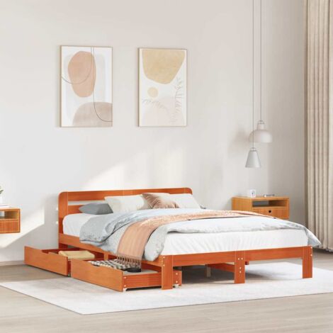 Letto senza Materasso Marrone Cera 120x190 cm in Legno di Pino vidaXL 384901