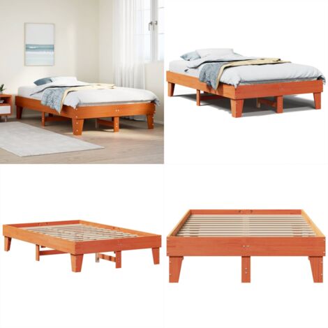 Letto senza Materasso Marrone Cera 135x190 cm in Legno di Pino - Letto senza materasso - Letto con base a doghe