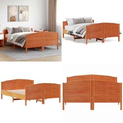Letto senza Materasso Marrone Cera 140x190 cm in Legno di Pino - Letto senza materasso - Letto in pino