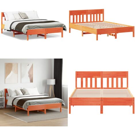 Letto senza Materasso Marrone Cera 140x190 cm in Legno di Pino - Letto senza materasso - Letto in pino