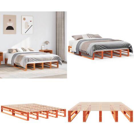 Letto senza Materasso Marrone Cera 150x200 cm in Legno di Pino - Letto in legno - Letto in pino