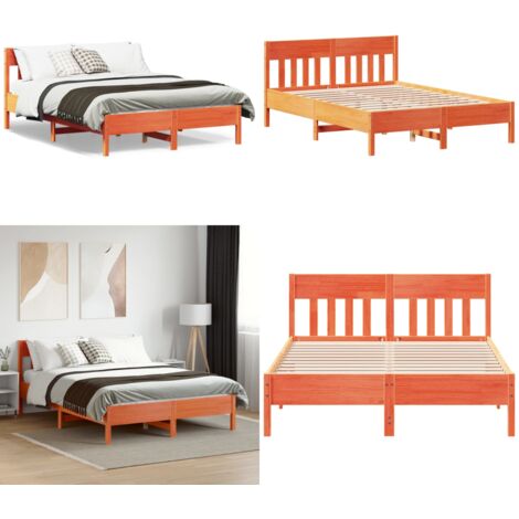 Letto senza Materasso Marrone Cera 150x200 cm in Legno di Pino - Letto senza materasso - Letto in pino