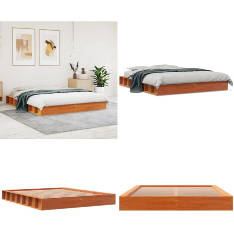 Letto senza Materasso Marrone Cera 160x200 cm in Legno di Pino - Letto in legno - Letto in pino