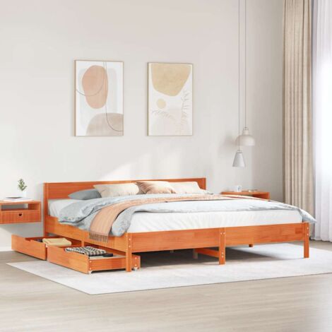 Letto senza Materasso Marrone Cera 160x200 cm in Legno di Pino vidaXL