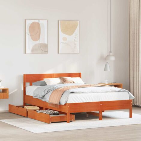 Letto senza Materasso Marrone Cera 160x200 cm in Legno di Pino vidaXL