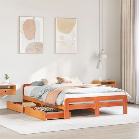 Letto senza Materasso Marrone Cera 160x200 cm in Legno di Pino vidaXL
