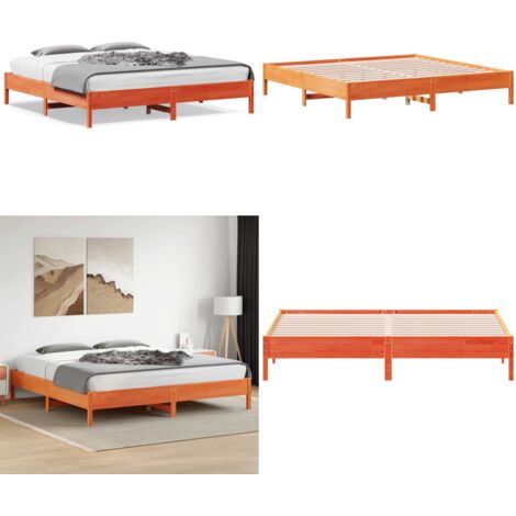 Letto senza Materasso Marrone Cera 180x200 cm in Legno di Pino - Letto in legno - Letto in pino