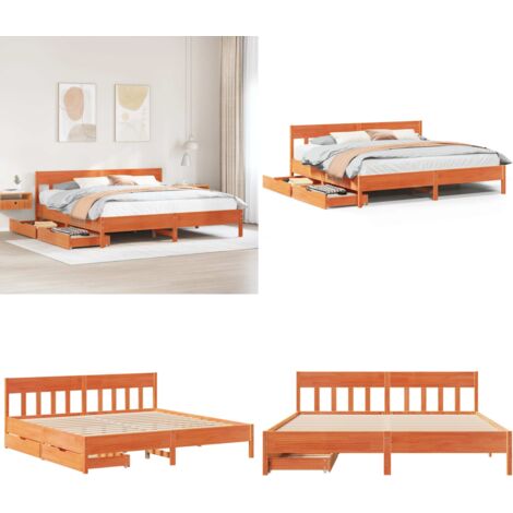 Letto senza Materasso Marrone Cera 180x200 cm in Legno di Pino - Letto senza materasso - Letto in legno