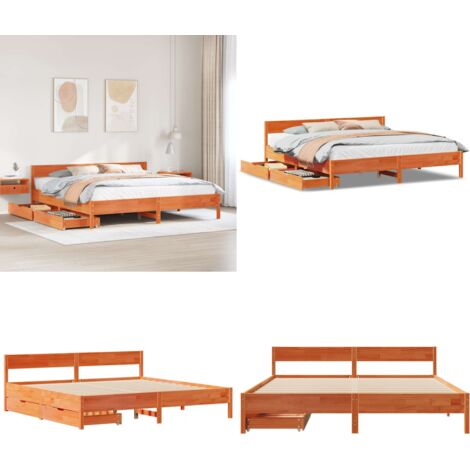 Letto senza Materasso Marrone Cera 180x200 cm in Legno di Pino - Letto senza materasso - Letto in legno