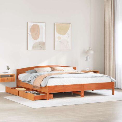 Letto senza Materasso Marrone Cera 180x200 cm in Legno di Pino vidaXL