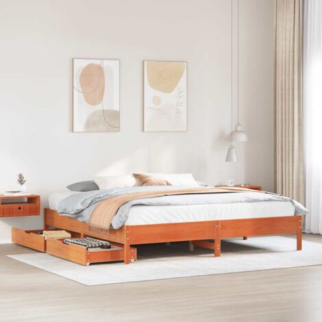 Letto senza Materasso Marrone Cera 180x200 cm in Legno di Pino vidaXL