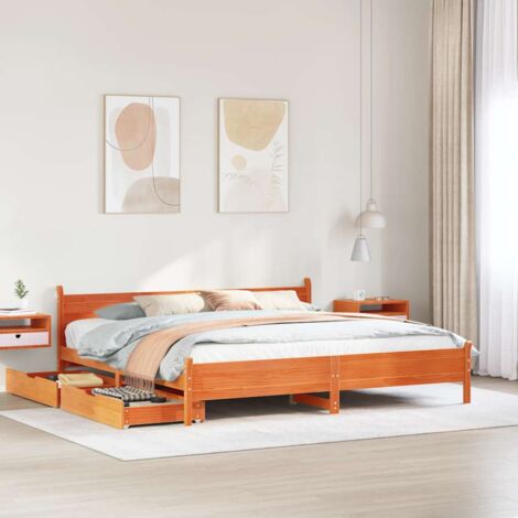 Letto senza Materasso Marrone Cera 200x200 cm in Legno di Pino vidaXL
