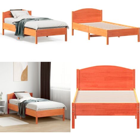 Letto senza Materasso Marrone Cera 75x190 cm in Legno di Pino - Letto senza materasso - Letto in pino