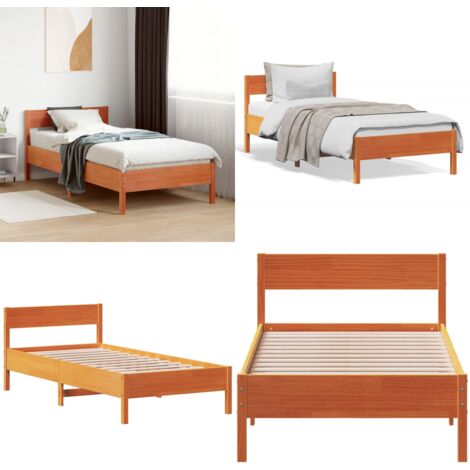 Letto senza Materasso Marrone Cera 75x190 cm in Legno di Pino - Letto senza materasso - Letto in pino