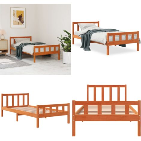 Letto senza Materasso Marrone Cera 75x190 cm in Legno di Pino - Letto senza materasso - Letto in pino