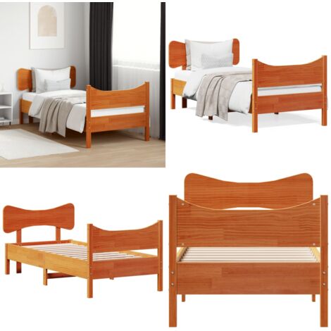 Letto senza Materasso Marrone Cera 75x190 cm in Legno di Pino - Letto senza materasso - Letto in pino