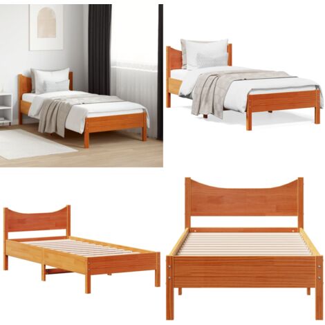 Letto senza Materasso Marrone Cera 75x190 cm in Legno di Pino - Letto senza materasso - Letto in pino