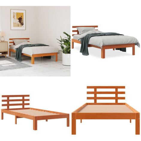 Letto senza Materasso Marrone Cera 75x190 cm in Legno di Pino - Letto senza materasso - Letto in pino