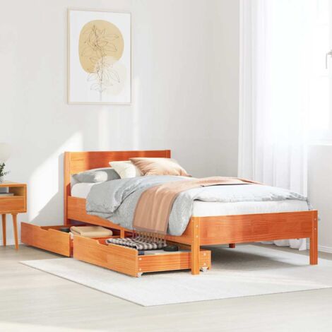 Letto senza Materasso Marrone Cera 75x190 cm in Legno di Pino vidaXL 268738