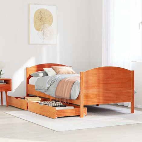 Letto senza Materasso Marrone Cera 75x190 cm in Legno di Pino vidaXL 590123