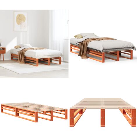 Letto senza Materasso Marrone Cera 90x200 cm Legno di Pino - Letto in legno - Letto in pino