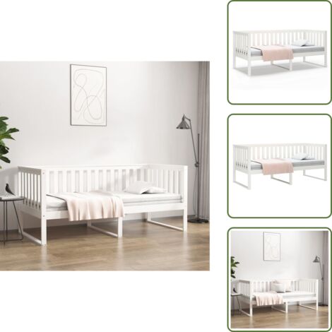 Letto senza materasso - vidaXL Dormeuse senza Materasso Bianca 90x200 cm Legno Massello Pino - Letto multifunzionale