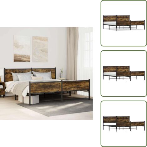 Letto senza materasso - vidaXL Giroletto senza Materaso in Metallo Rovere Fumo 200x200 cm - Letto in acciaio