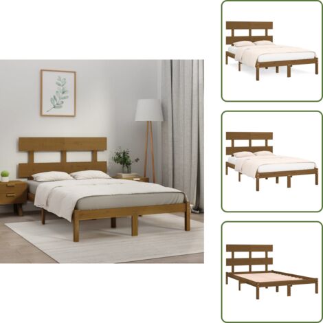 Letto senza materasso - vidaXL Giroletto senza Materasso Ambra 200x200 Legno Massello - Letto in pino