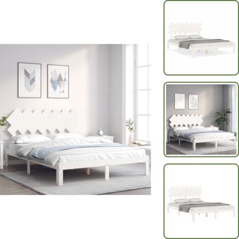 Letto senza materasso - vidaXL Giroletto senza Materasso Bianco 140x200 cm Legno Massello Pino - Letto in pino