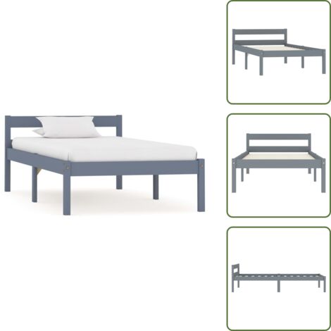 Letto senza materasso - vidaXL Giroletto senza Materasso Grigio 100x200 cm in Legno di Pino - Letto in pino