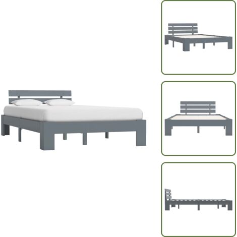 Letto senza materasso - vidaXL Giroletto senza Materasso Grigio 140x200 cm in Legno di Pino - Letto con telaio