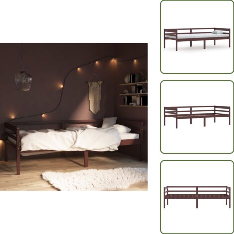 Letto senza materasso - vidaXL Giroletto senza Materasso Marrone Scuro 90x200 cm Legno Pino - Letto in pino