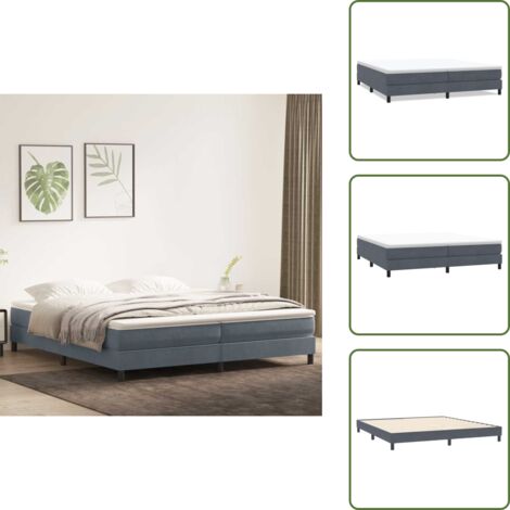 Letto senza materasso - vidaXL Letto a Molle senza Materasso Grigio Scuro 200x220 cm Velluto - Letto con base a doghe