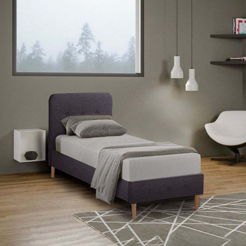 Letto singolo 1 piazza Nordico tessuto e legno 80x190 Friborg Twin Colore: Grigio Scuro