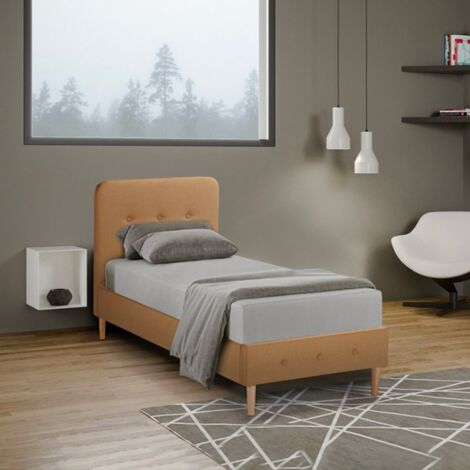 LLB LIVING LIFE BED Letto singolo 1 piazza Nordico tessuto e legno 80x190 Friborg Twin Colore: Marrone